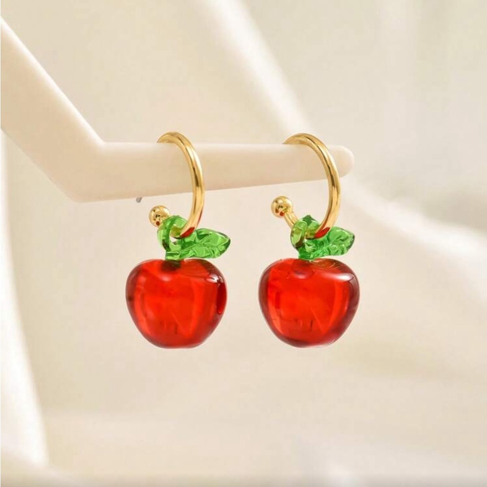 Red Apple Dangle Earrings